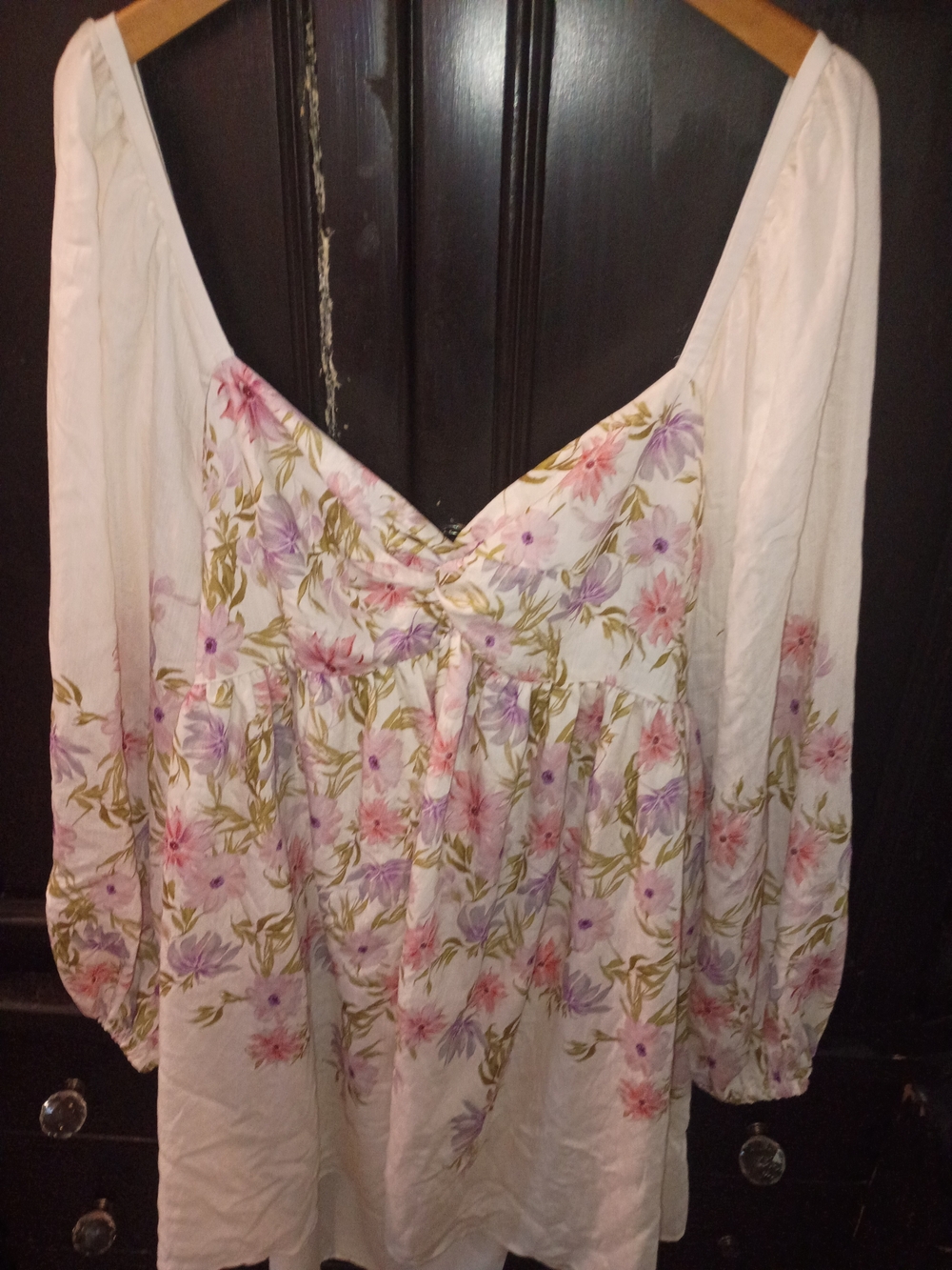 Express White Midi Dress with Pink & Purple Floral Print